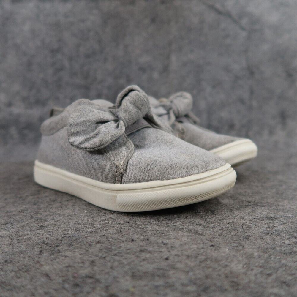 Funky Monkey Shoes Kids 9 Slip On Sneakers Bow Grey Girls Trainer Casual Comfort